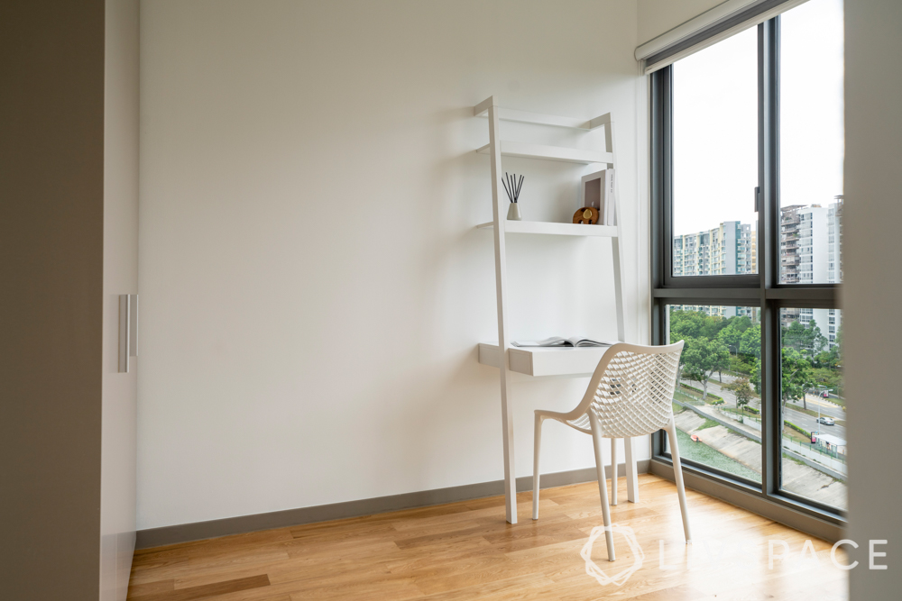 home office-scandinavian design-white desk-white chair